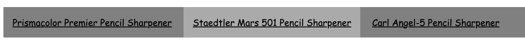 Pencil Sharpener Blog Navigation while hovering over the middle link